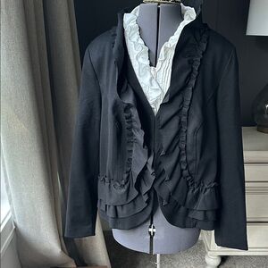 INC Ruffled Blazer with Built in vest size 0X office party holiday New Years Eve